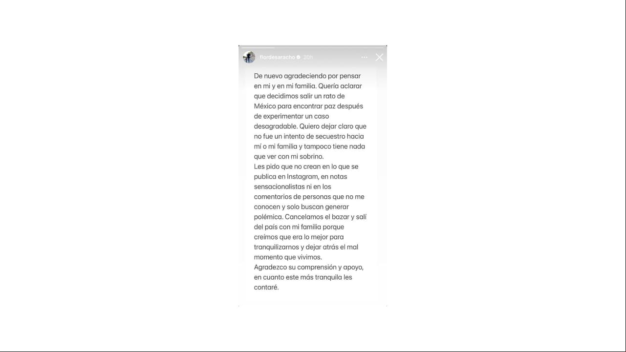 Florencia de Saracho reapareció en redes tras dejar México.