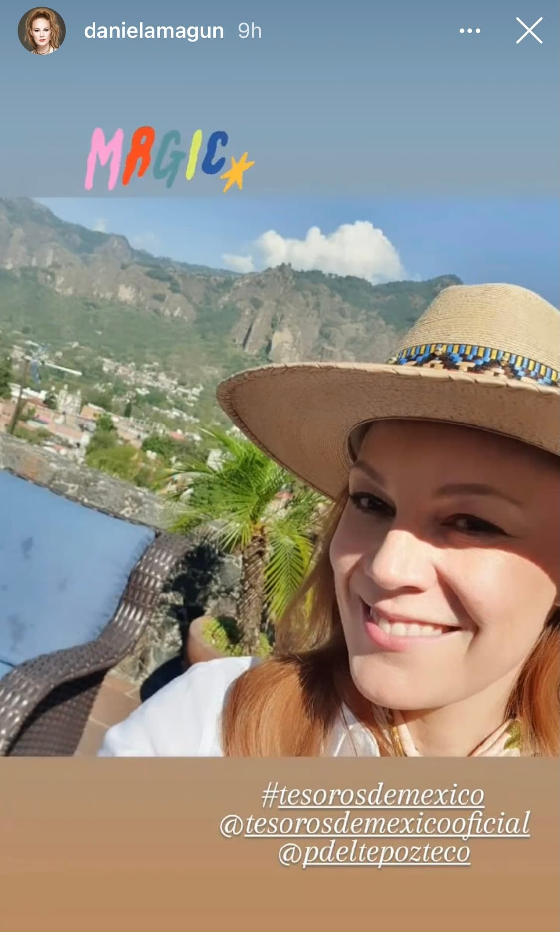 Por su parte, Daniela Magún también dejó ver otra perspectiva de la vista que disfrutaron en el lugar, el cual fue designado "Pueblo Mágico" en 2010 por la Secretaría de Turismo.