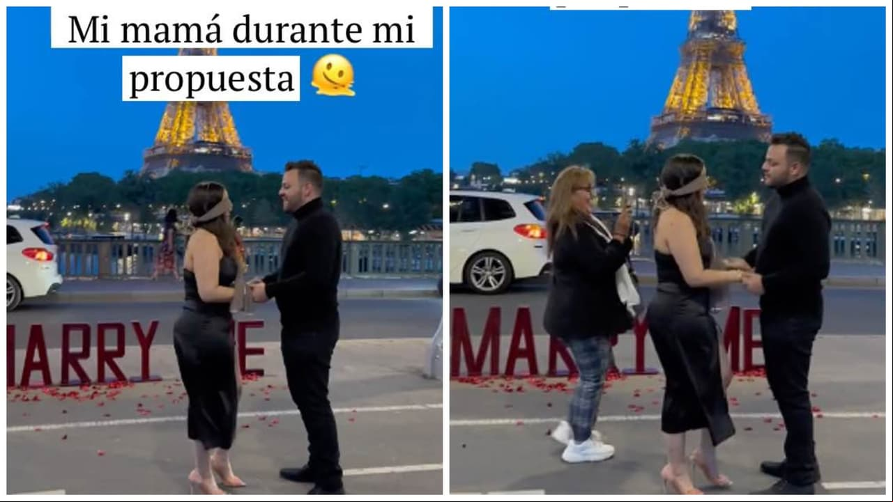 Madre mexicana se emociona de más mientras pedían mano a su hija en París y casi lo arruina