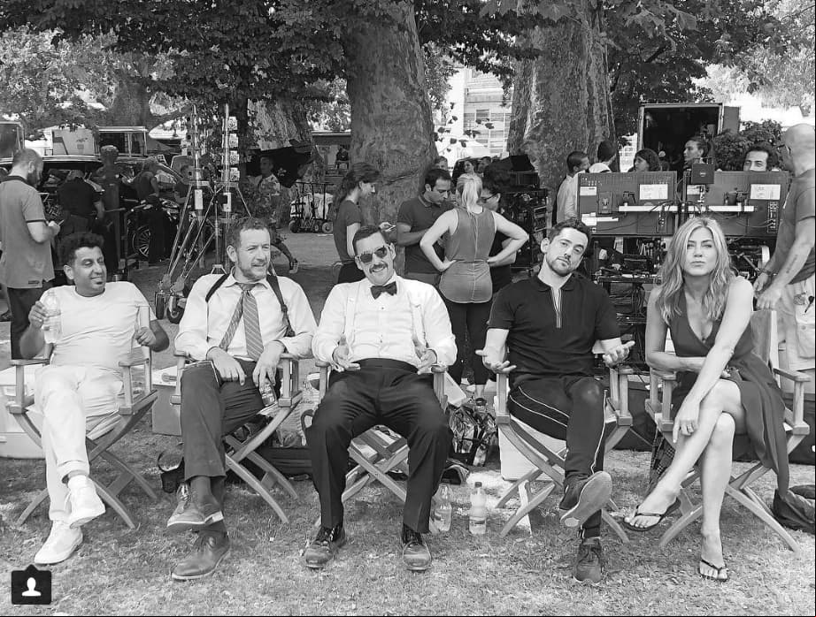 Descanso del rodaje de 'Murder Mystery'