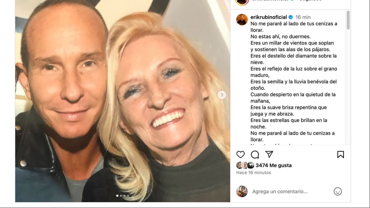 Erik Rubín se despide de su mamá.