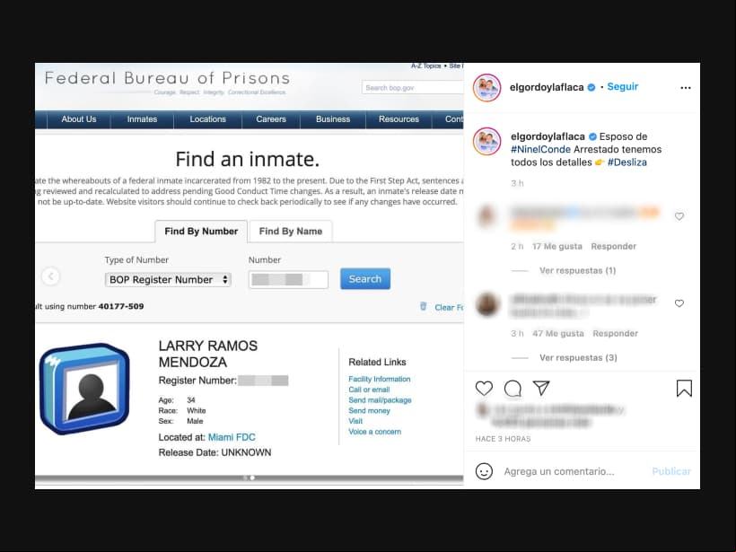 A través de sus redes sociales, el programa ‘El Gordo y La Flaca’ compartió un documento, emitido por el Federal Bureau of Prisons, donde se detallan algunos datos del acusado.