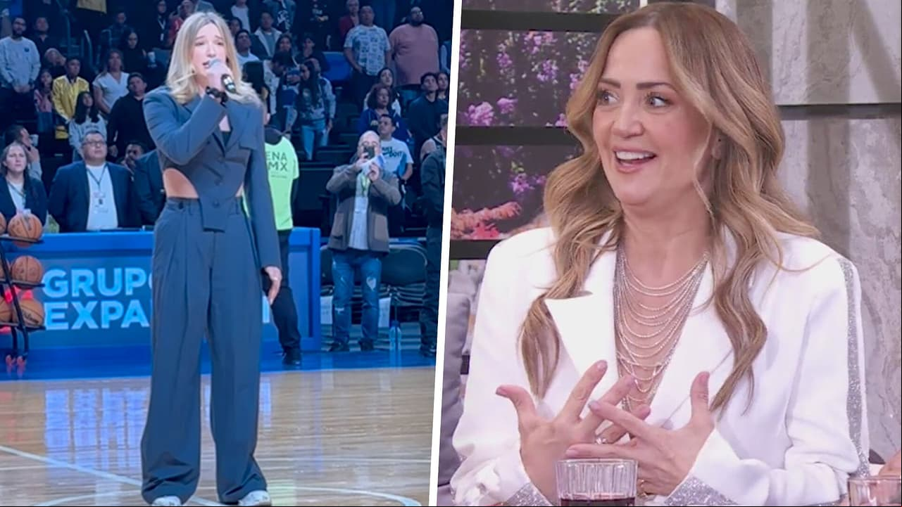 Andrea Legarreta comparte su emoción y nervios porque su hija Mía cantó el Himno Nacional Mexicano