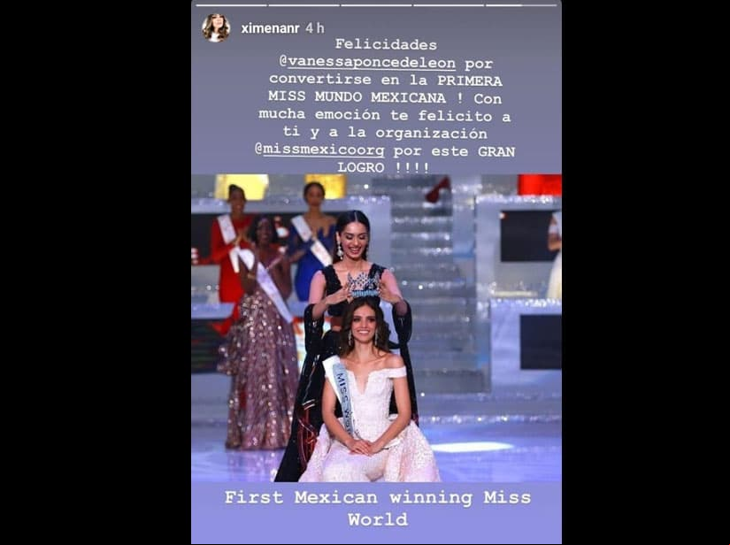 Ximena Navarrete felicita a Vanessa Ponce