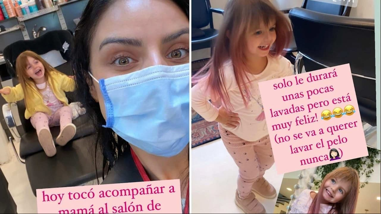 Aislinn Derbez muestra paso a paso cómo le pintaron el cabello a su hija Kailani