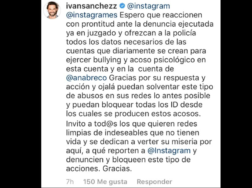 Iván Sánchez denuncia acoso en las redes