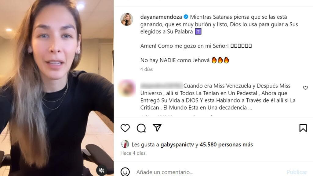 Estos son algunos de los mensajes religiosos que Dayana Mendoza, Miss Universo 2008, suele compartir en Instagram.