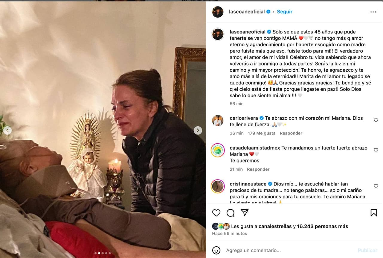 Mariana Seoane se despide de su mamá.