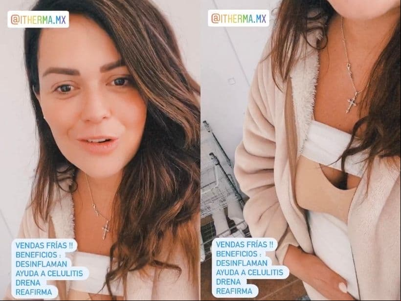 “¡¡Vendas frías!! Beneficios: desinflaman, ayudan a la celulitis, drenan y reafirman”, detalló.