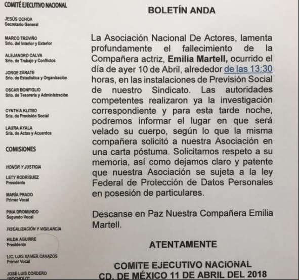Comunicado de la ANDA pronunciándose al respecto.