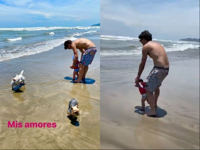Sin embargo, lo que más llamó la atención de sus publicaciones fue la reacción de la pequeña al ver las olas del mar, pues aunque ya lo conocía, era la primera vez que podía caminar a la orilla.