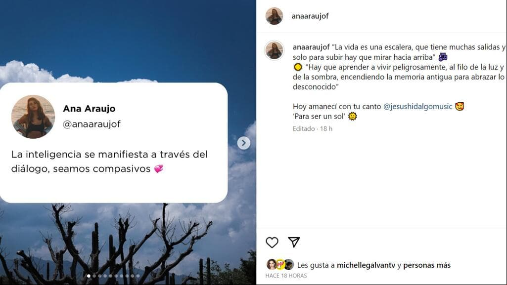Este es el mensaje que publicó Ana Araujo en el que pidió que "seamos compasivos" en medio de la polémica por su presunta relación amorosa con Marco Lavin.