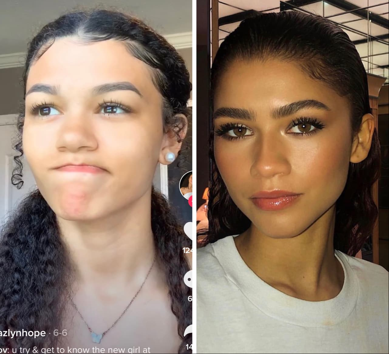 De igual manera, Zendaya, quien llegó a la fama gracias a su participación en distintas producciones de Disney, es muy parecida con Jazlyn Hope, una chica de origen estadounidense quien reveló en su cuenta de TikTok que está acostumbrada a las comparaciones con la estrella de 'Spiderman'.