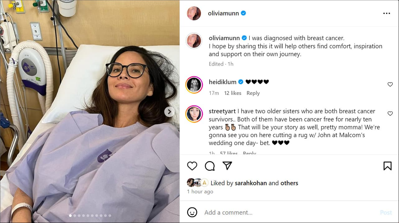 Olivia Munn fue sometida a doble mastectomía.