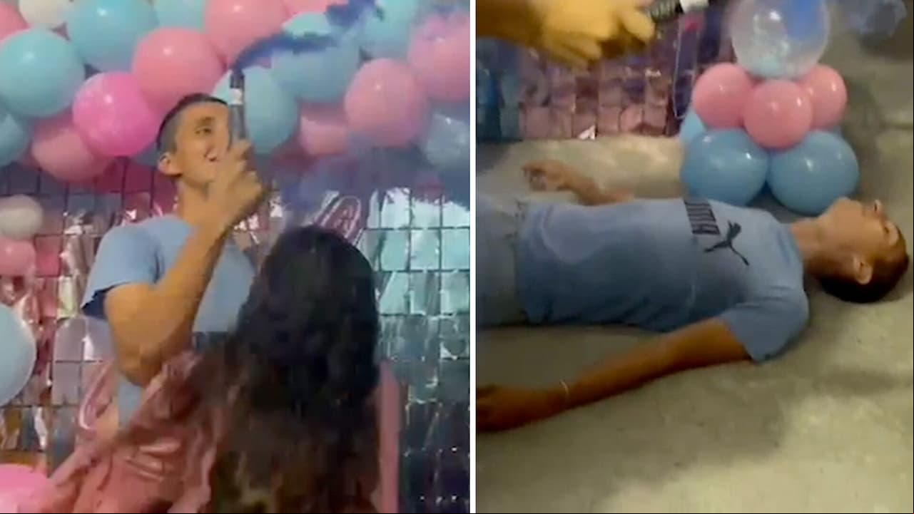 Hombre se desmaya al saber si su bebé era niño o niña