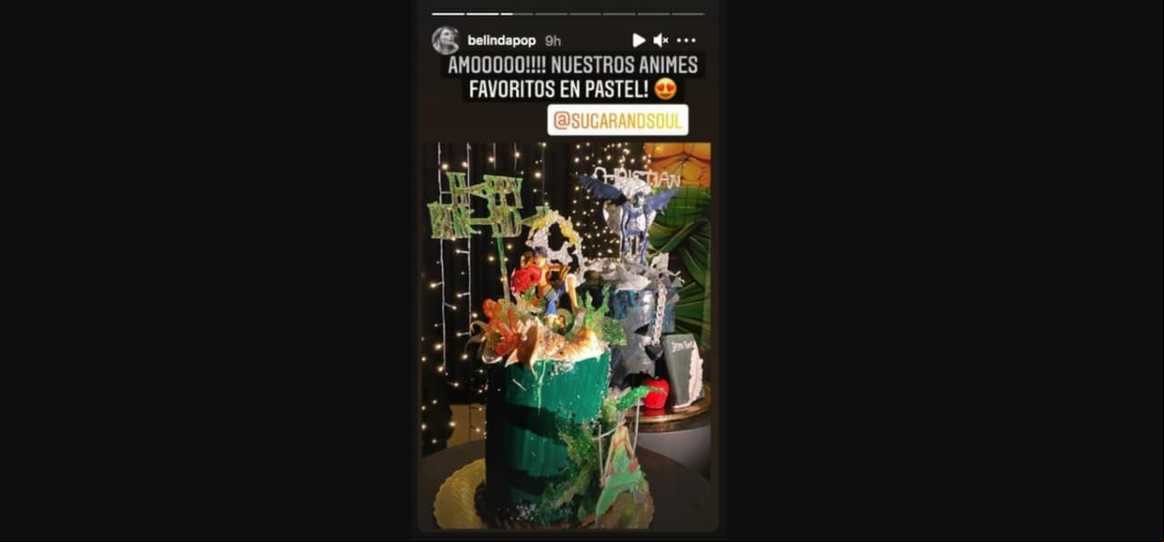 Belinda mostró los exóticos pasteles que mandó hacer para festejar a Christian Nodal