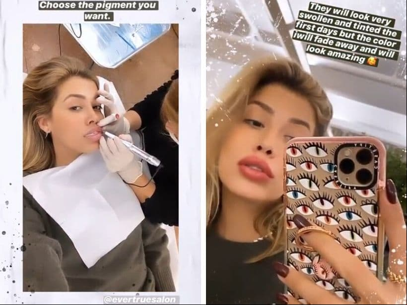 Michelle Salas presume los resultados del microblading en los labios.