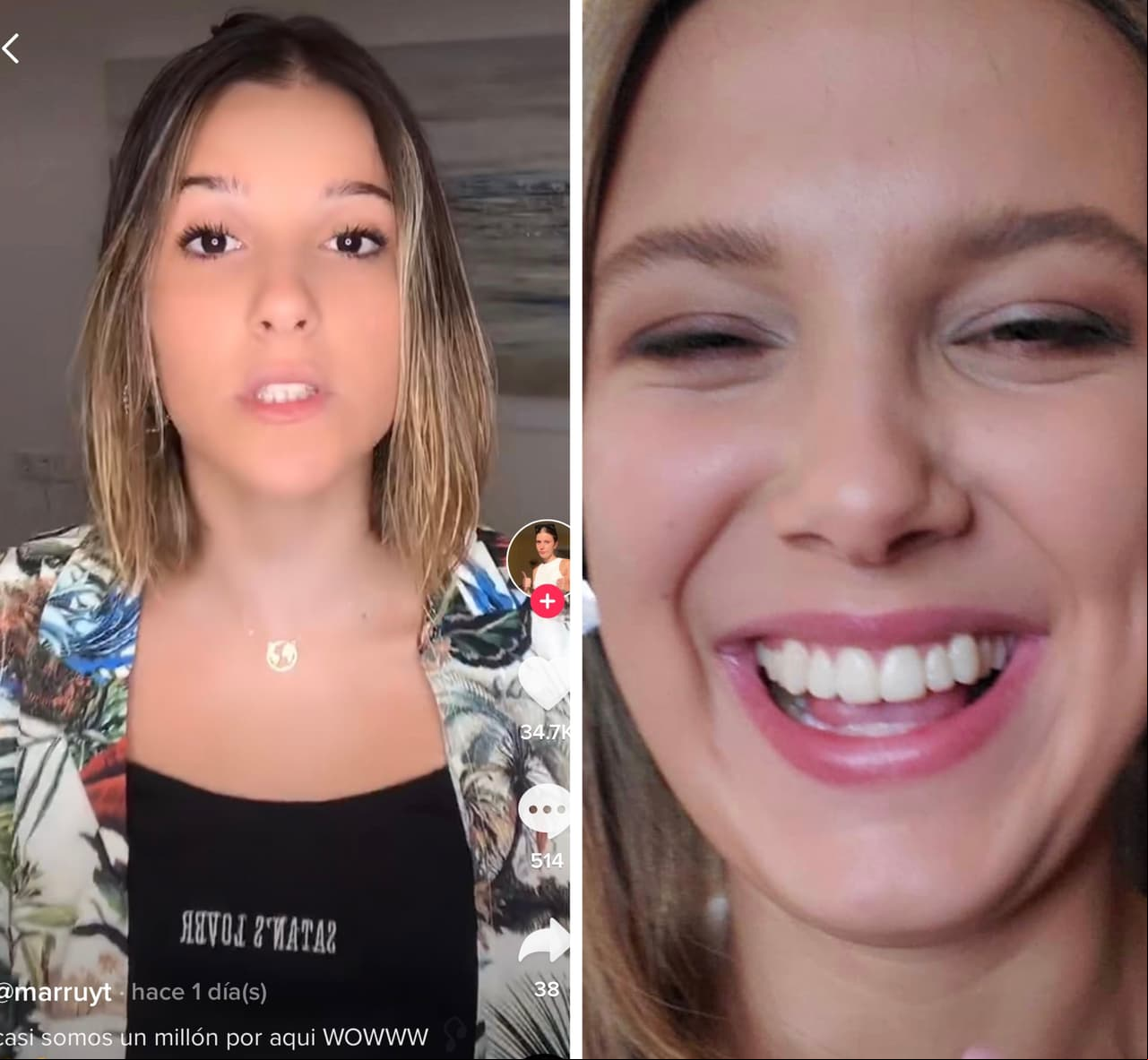 La usuaria @marruyt ha sido comparada con la actriz inglesa Millie Bobby Brown, quien se dio a conocer en la serie 'Stranger Things'.