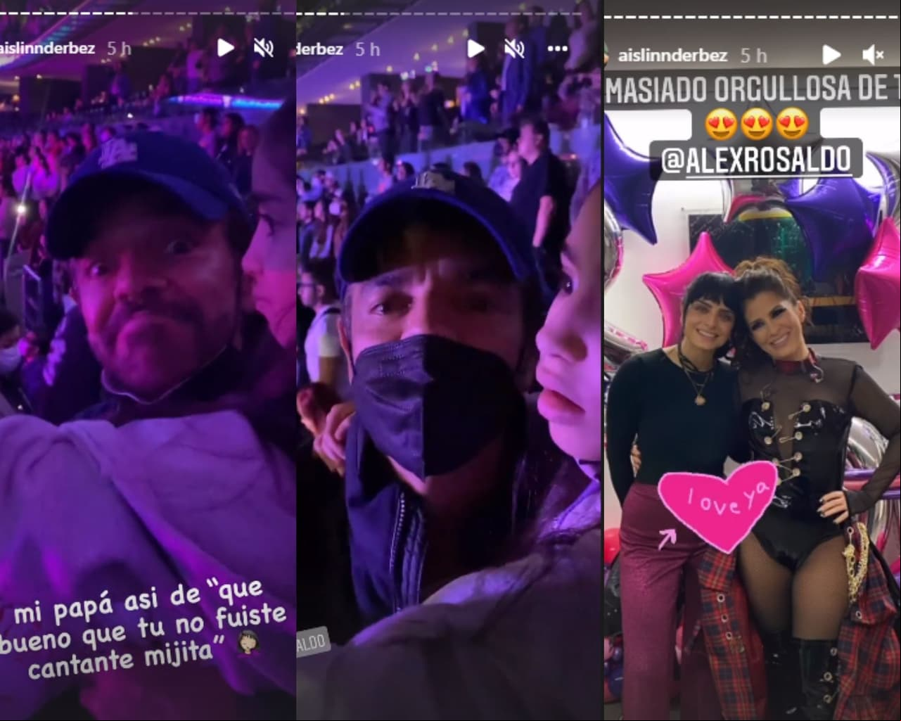 Aislinn Derbez muestra a su papá como nunca en concierto de Alessandra Rosaldo.