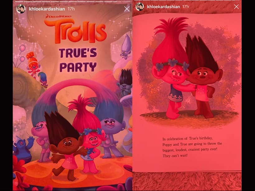 En sus historias, Khloé compartió algunos detalles de la ‘fiesta’ de True, ya que incluso la pequeña fue caracterizada en unas ilustraciones como uno de los personajes de la cinta animada. “Para celebrar el cumpleaños de True, Poppy y True ofrecerán la fiesta más grande, ruidosa y loca. ¡Ellas no pueden esperar”, dice una de las fotografías.