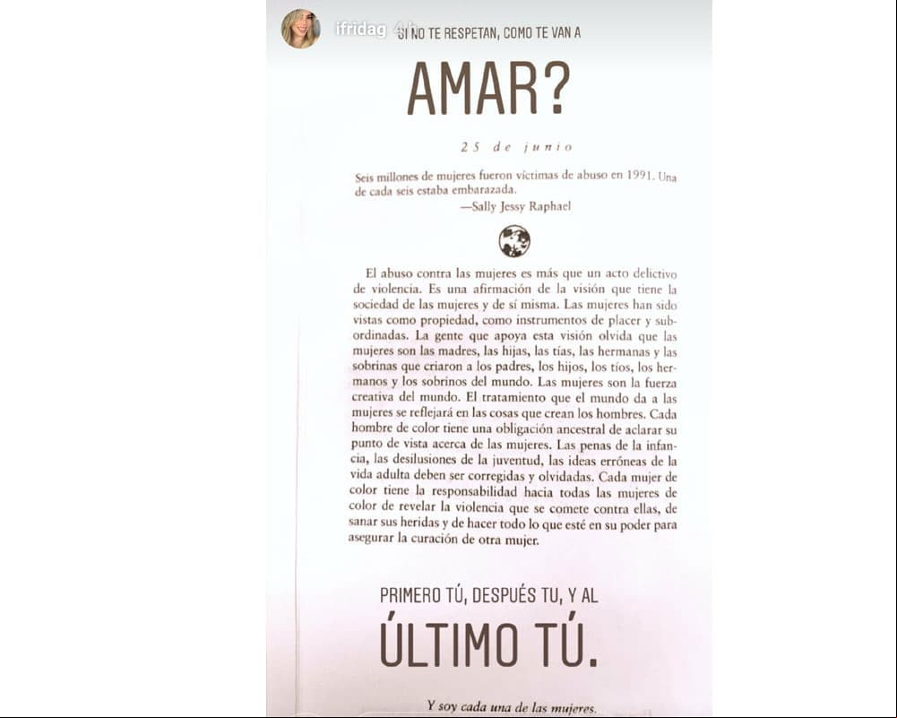 Posteo de Frida Sofía tras mensaje de su exnovio, Christian Estrada