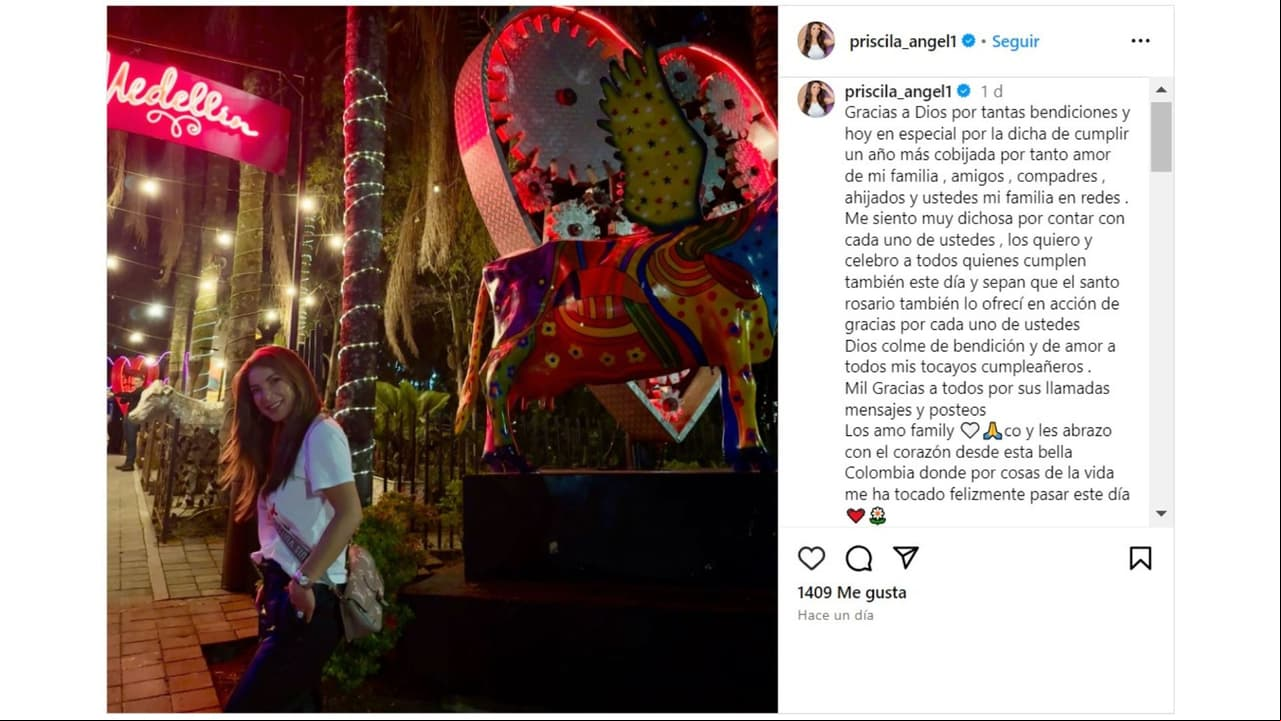 Priscila Ángel cumplió 46 años y agradeció "a Dios" por ello.
