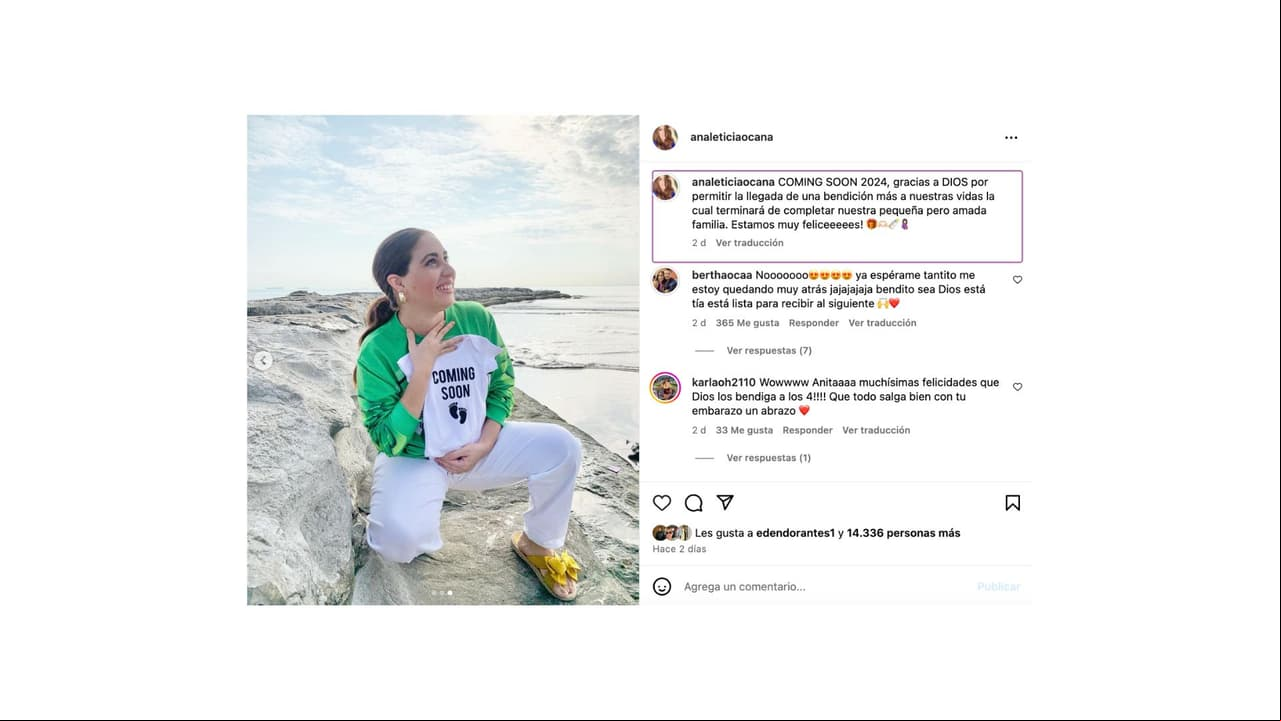 Así anunció Ana Leticia su segundo embarazo.