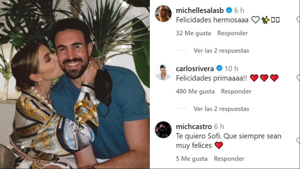 Michelle Salas, quien apenas tiene una semana de casada, así felicitó a Sofía Castro tras el anuncio de su compromiso.