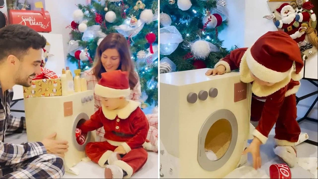 Hijo de Berth Oh rompe estereotipos y recibe de regalo una lavadora de juguete