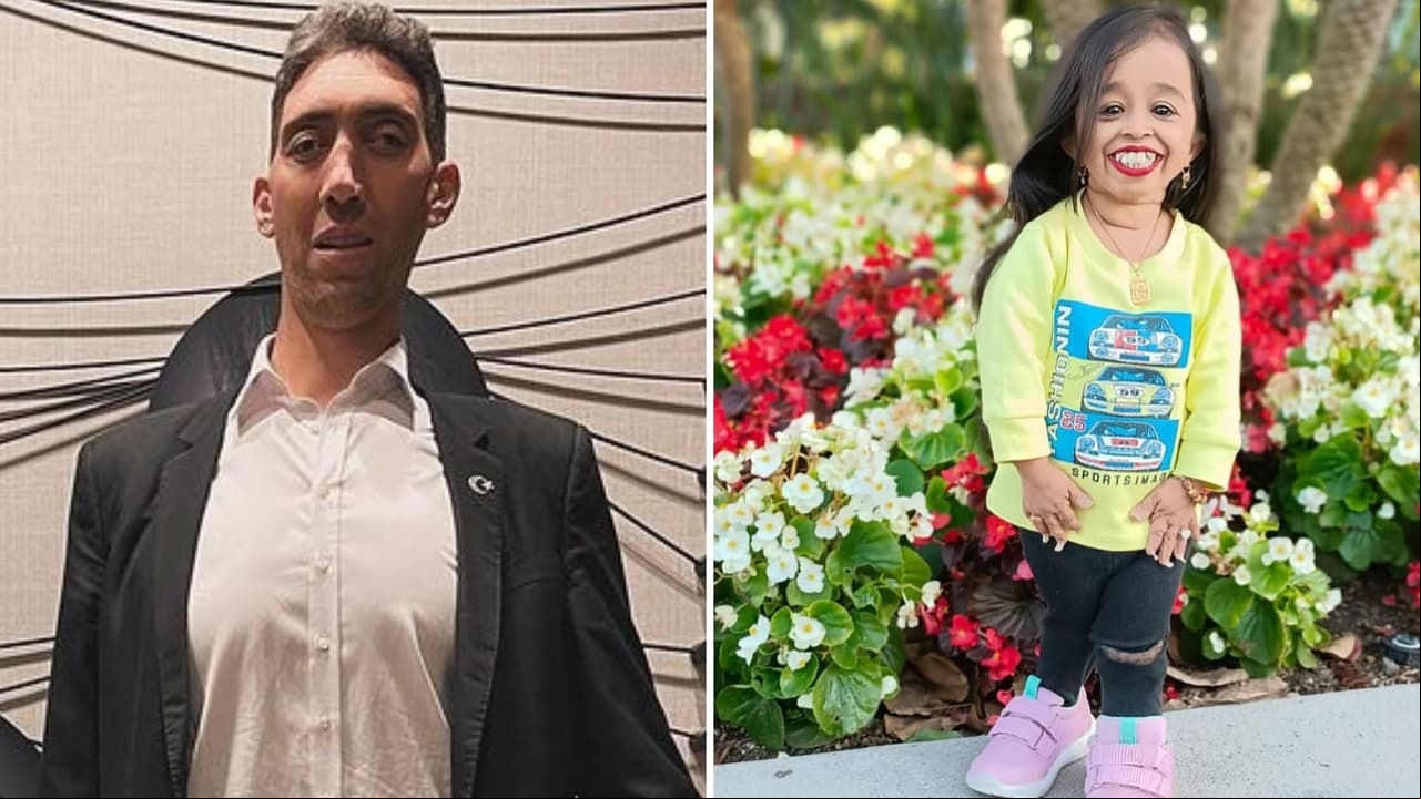 El hombre más alto y la mujer más pequeña del mundo se reúnen