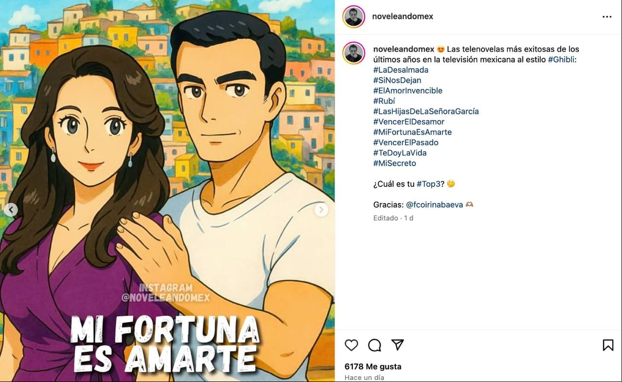 Mi fortuna es amarte estilo Studio Ghibli.