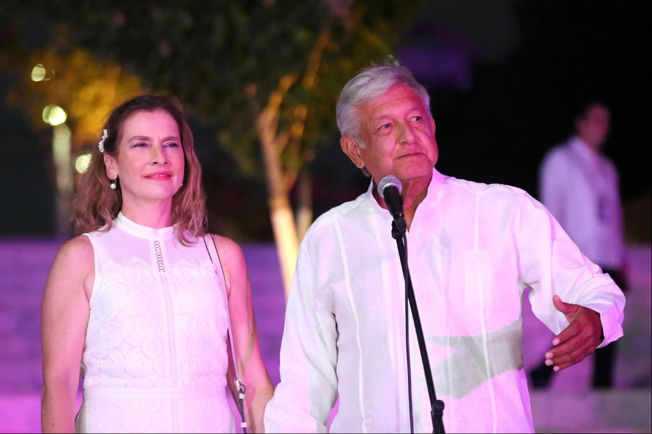 Beatriz Gutierrez Müller y Andrés Manuel López Obrador en Mérida, Yucatán