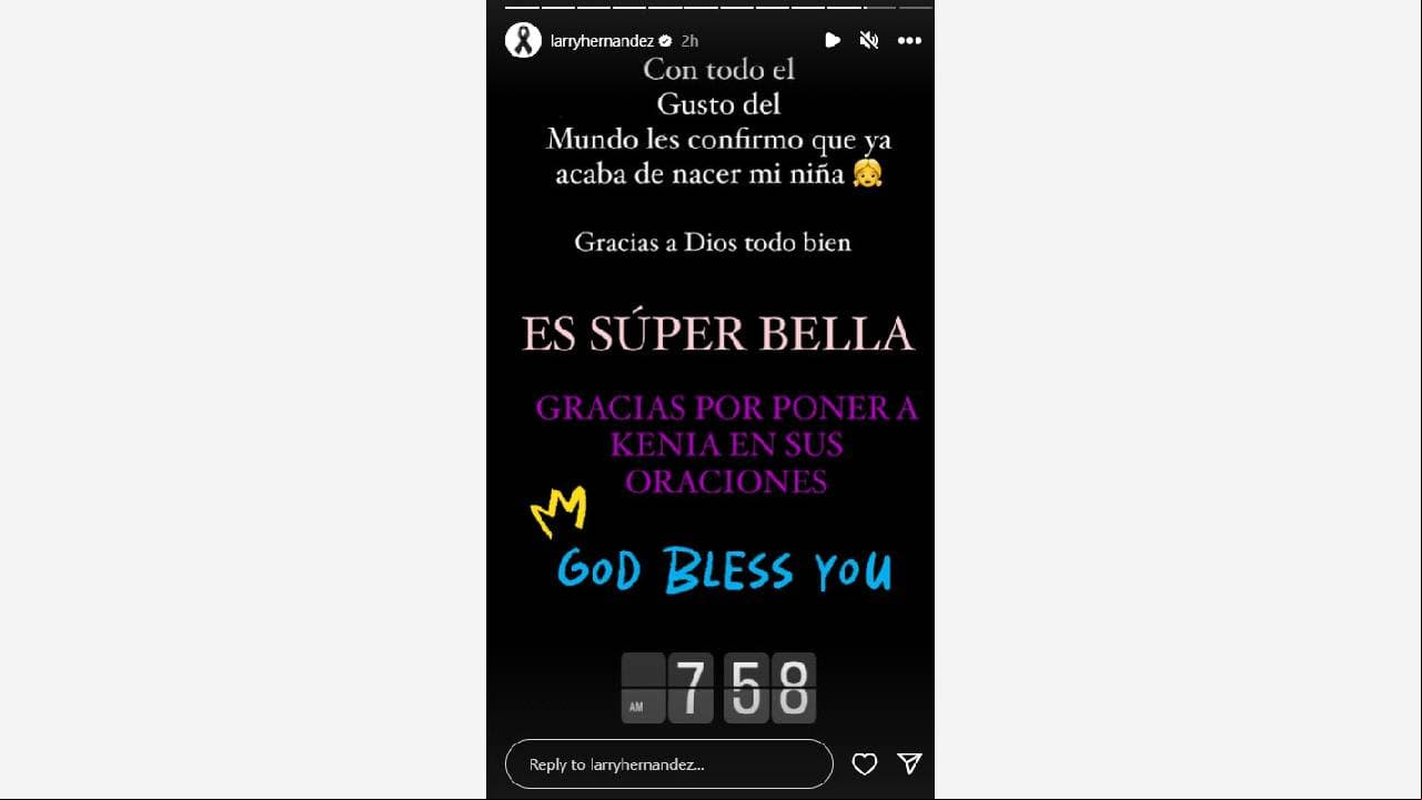 Larry Hernández anuncia el nacimiento de su sexta hija