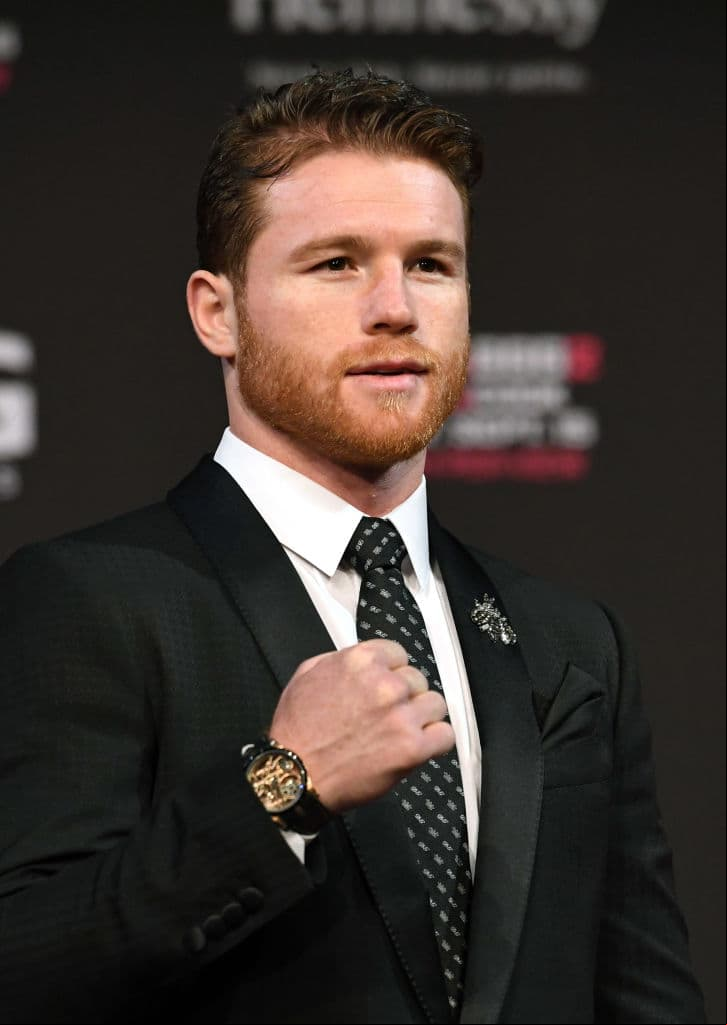 Boxer Canelo Alvarez poses after a news conference at MGM Grand Hotel & Casino on September 12, 2018 in Las Vegas, Nevada. Alvarez will challenge WBC/WBA middleweight champion Gennady Golovkin for his titles in a rematch on September 15 at T-Mobile Arena in Las Vegas.