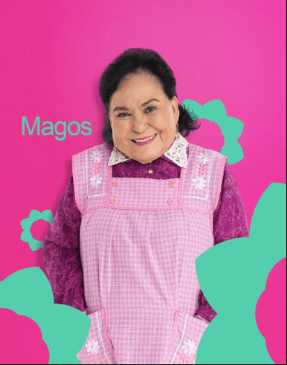Carmelita Salinas da vida a doña 'Magos', la matriarca de los Ramírez. Siempre buscará la manera de ayudar y llena a su familia con mucha calidez.