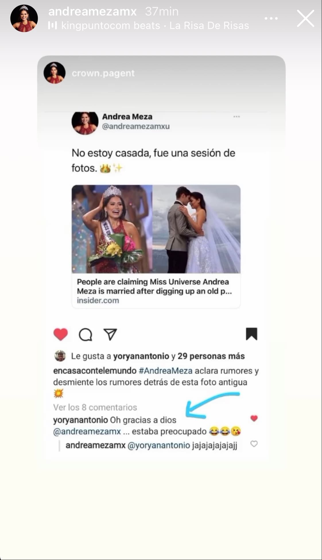 Andrea Meza aclara la polémica en torno a su supuesto matrimonio.