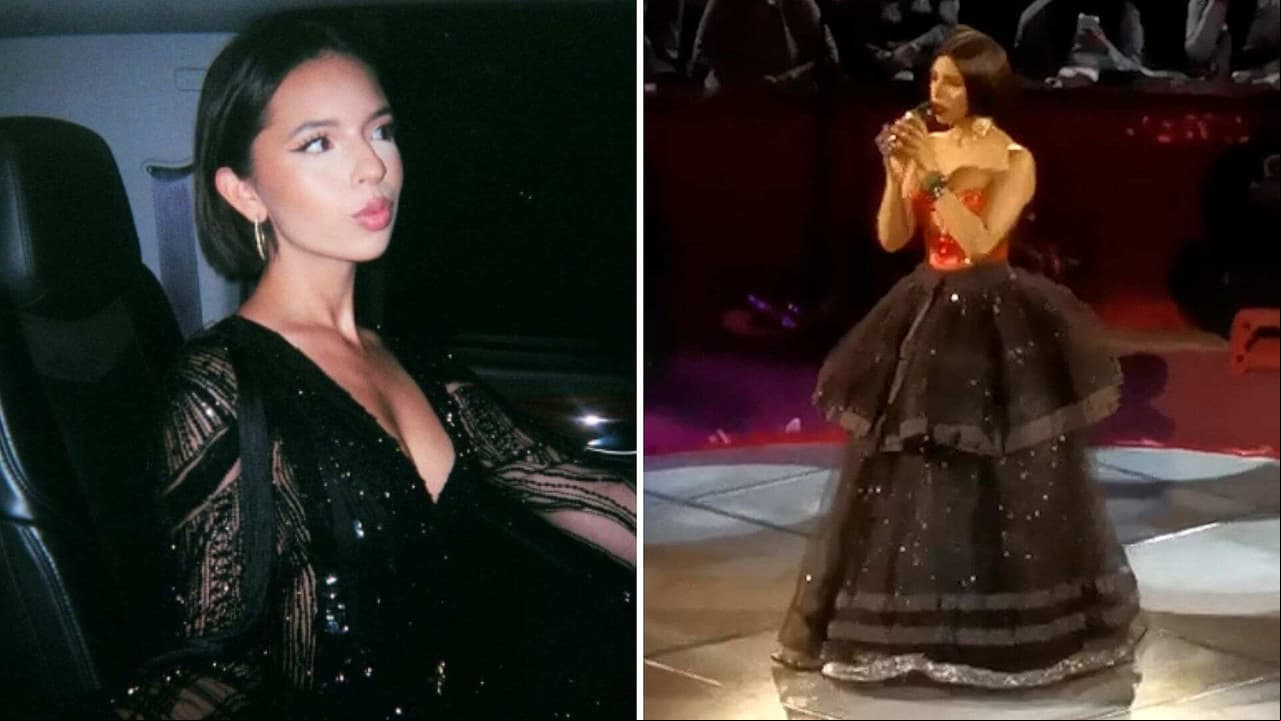 Ángela Aguilar sufre accidente; se le cae la falda en concierto
